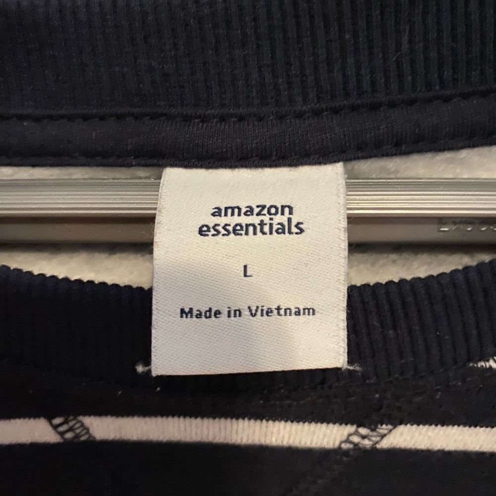 Amazon essential white and blue striped sweatshirt L - Picture 2 of 2